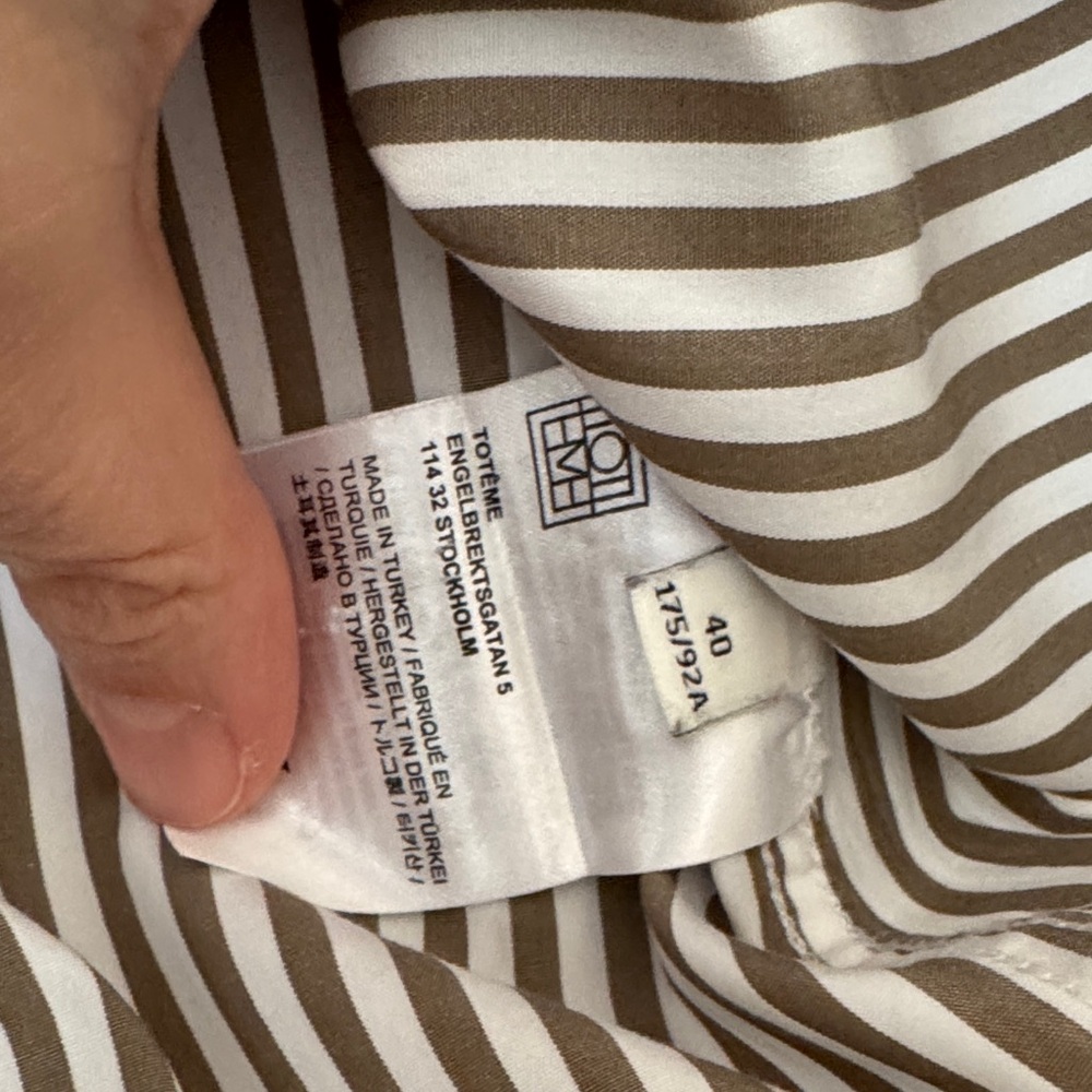 Toteme Women’s Brown and White Striped Cotton Poplin Shirt Euro Size 40 - Picture 8 of 13